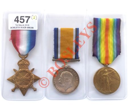 WW1 11th (Lonsdale) Bn Border Regiment Group of Three Medals. Awarded to “16329 PTE G.H. HEWITT BORD R”. Comprising: 1914/15 