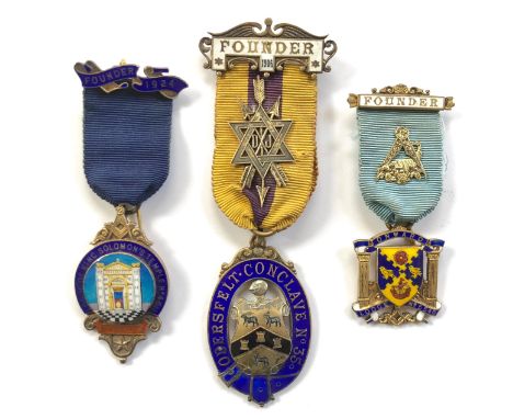 Masonic “Lodge of King Solomon’s Temple 4611” Founder’s Jewel Plus Others. A fine quality London silver 1924 Jewel, with Enam