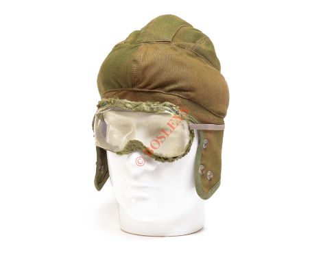 WW2 Special Operations Executive SOE Agent’s Jump Helmet &amp; Goggles. A rare example of the camouflage padded helmet, of th