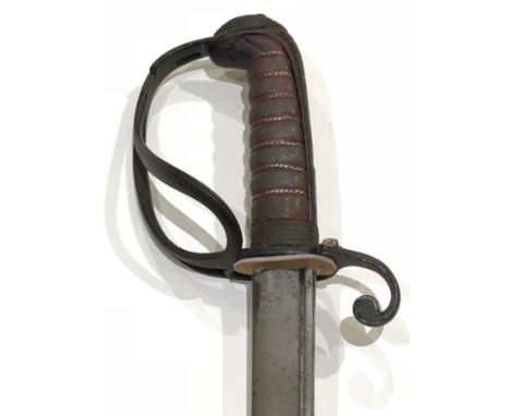 George IV Period 1821 Pattern Officer Light Cavalry Sword. The slightly single edged pipe back blade with an etched GIVR Cyph