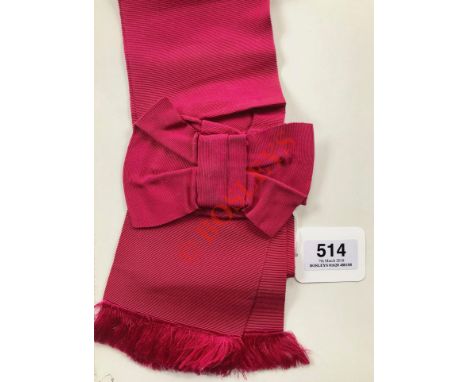 Most Honourable Order of the Bath silk sash. A good 4 inch wide crimson silk example worn over the right shoulder by a Knight