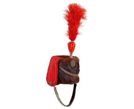 Royal Wiltshire Yeomanry attributed Officer’s Busby A good example of the fur busby. Scarlet bag with three lines of silver f