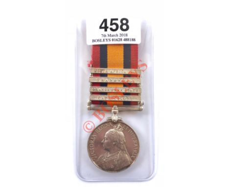 Boer War Border Regiment Volunteer Company Queen’s South Africa Medal. Awarded TO “7283 PTE R. MCNEILL VOL COY BORDER REGT” B