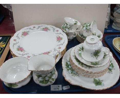 Royal Albert 'Trillium' Tea Ware, of nineteen pieces, all first quality. Six second quality 'Tranquility' plates.