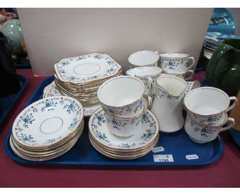 Salisbury 'Vance' Pattern China Tea Service, twelve cup-saucers, side plates, cake plates, cream jug, thirty-seven pieces:- O