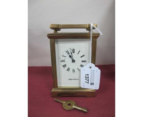 Mappin &amp; Webb Brass Cased Carriage Clock, with bevelled glass panels, 8cm wide.