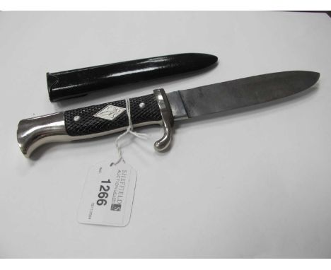 Solingen (Germany) Bowie Scout Knife, with scabbard, 14cm blade, overall length 26cm