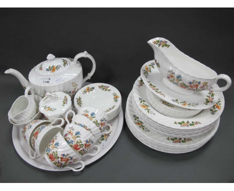 Aynsley 'Cottage Carden' Dinner and Teaware, thirty-six pieces, including teapot, preserve pot and tray.All plates, bowls, sa