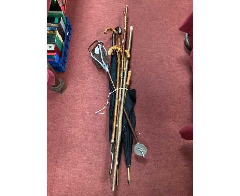 Shooting Stick four umbrellas, various canes.