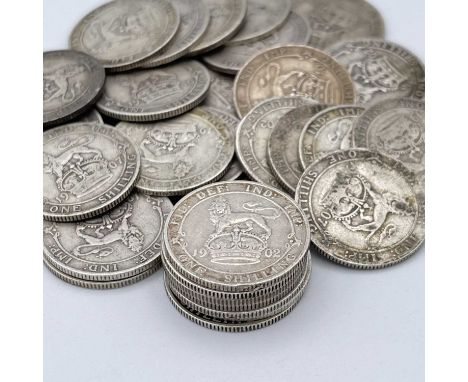 Great Britain 1/- King Edward VII - Selection 1902-1910 (x31) Comprising: 1902 (x7), 1904, 1906 (x6), 1907 (x6), 1908 (x2), 1