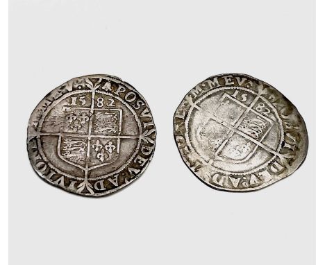 Elizabeth I, Sixpences x 2. Both 1582, not much detail on face.

Condition: please request a condition report if you require 