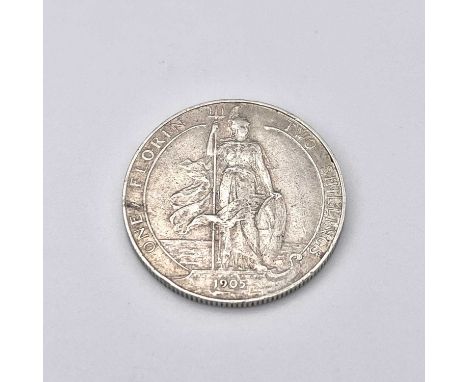 Great Britain King Edward VII 2/- coin RARE 1905 EXAMPLE (x1) Hard to find coin with clear date in n.VF grade.

Condition: pl