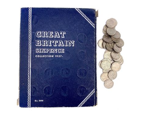 GB Sixpence coins - Whitmans Folder containing a complete run 1937-67 mainly in better condition, many E/F-Unc. Also contains
