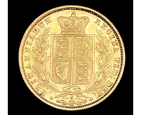 Great Britain Gold Sovereign 1877 Shield Bank. Sydney Mint.

Condition: please request a condition report if you require addi