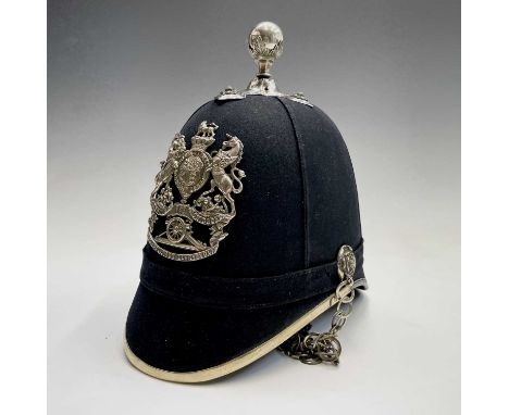 Cornwall Regiments: First Cornwall Artillery Volunteers. A helmet displaying the above badge with neck chain and plated finia