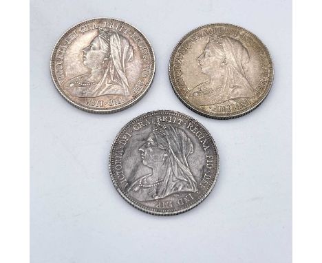 Great Britain 1/- Queen Victoria - Final Issue Veiled Head - Choice examples (x3) Comprising 1898 &amp; 1901 Bright A.Unc, pl