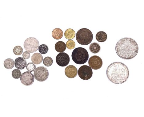 America - Central and South. An interesting accummulation of mainly 19th century silver and copper coins including a good Mex