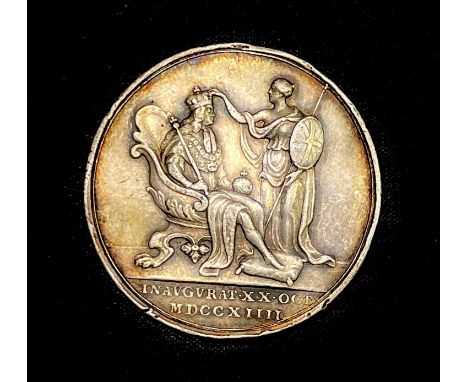 George I 1714 Silver Coronation Medallion. The medallion is in good condition for it's age.

Condition: please request a cond