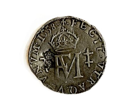 Scotland James VI Revaluation of 1578 (1567-1625) counterstamp on 1558 Mary and Francis Arteston. Nice grade - good detail. S