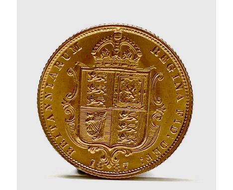 Great Britain Gold Half Sovereign 1887 Queen Victoria Shield Jubilee head UNC Condition: please request a condition report if