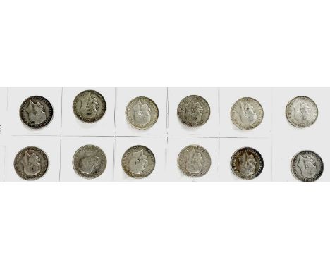Great Britain King George V 2/- 1911-19 period (pre 1920 silver) - Select examples (x12) Comprising: 1911, 1912, 1913, 1914 (