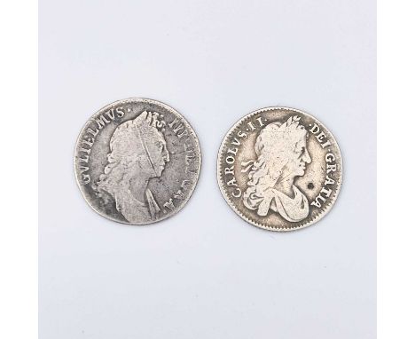Charles II and William III Shillings. 1663 Shilling F, 1695 Shilling F.

Condition: please request a condition report if you 