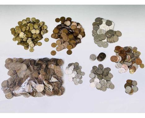 Great Britain pre decimal coinage A box containing a large quantity of all denominations from 1/2d to 2/6d including £8 face 