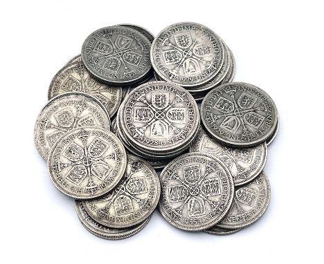Great Britain King George V 2/- 1928-36 Pre 1947 silver (x29) A selection as follows: 1928 (x4), 1929 (x5), 1930 (x5), 1931 (