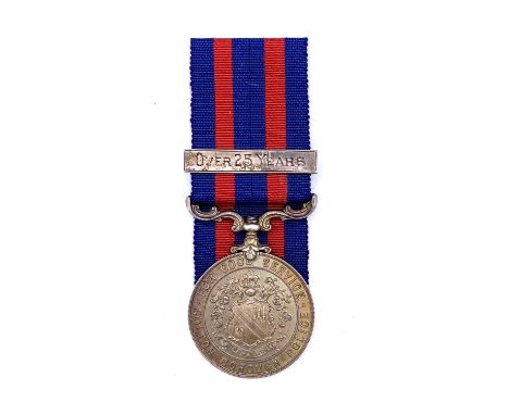 Bolton Borough Police Good Service Medal. A silver medal with "over 25 years" bar. Awarded to "P.C.63 Edward Hart appointed 1