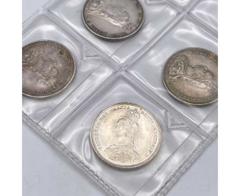 Great Britain 1/- Queen Victoria 1887 - Select grade (x9) Comprising 9 examples in EF, A.Unc to Unc grade of Jubilee head gar