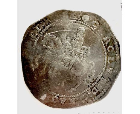 Devon interest: Chales I Crown, 1643-6, Exeter, mm Rose, F+. (Sold with Bonhams previous sale card).

Condition: please reque