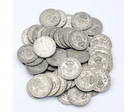 Great Britain King George VI 2/- 1937-1946 Pre 1947 silver (x48) A selection in circa F+ or VF grade - various years. (Total 