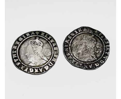 Elizabeth I, Sixpences x 2 1573 worn; 1574 worn, slight creasing.

Condition: please request a condition report if you requir