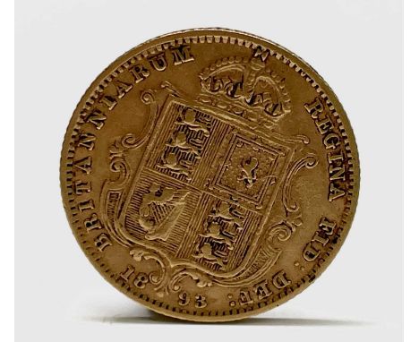 Great Britain Gold Half Sovereign1893 Queen Victoria Shield Jubliee head Condition: please request a condition report if you 