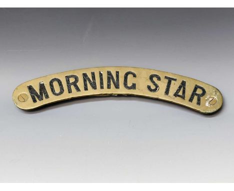 Traction Engine name plate "Morning Star". A curved brass name plate from a Foden 6 ton D/Type Steam Wagon apparently previou