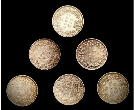 Great Britain Silver 6d Queen Victoria - Select examples 1883-87 (x6). 1883, 1884, 1885, 1886. All in VF+ to A.Unc grades. 18