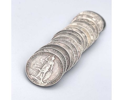 Great Britain King Edward VII 2/- coins 1902-1910 (x16) A selection of coins from this period with identifiable dates. Not of