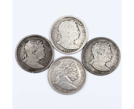 Great Britain George III Halfcrown Bull Head 1817 (x4) Comprising a good circa VF example plus 3 others of a lower grade but 