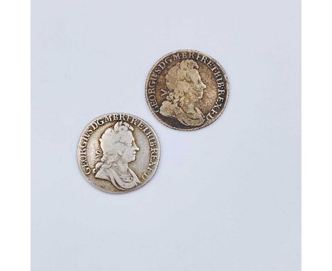 Great Britain 1/- George I 1723 (x2) 1723 SSC in angles on reverse circa F-VF. (Total 2 coins).

Condition: please request a 