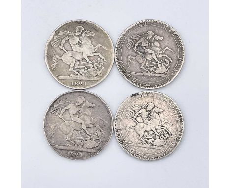 Crowns, George III &amp; George IV 1819 (x2), 1821 (x2). Only in F but collectable condition.

Condition: please request a co