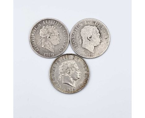 Great Britain George III Halfcrown - Small Head (x3) Comprising a superb 1818 EF - A.Unc example plus 2 x 1819 lower grade bu