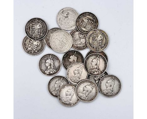 Great Britain 1/- Queen Victoria 1887 (x18) Comprising 18 examples in F to VF grade of Jubilee head garter issue. Face value 