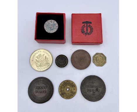 Cornwall Interest Mining Trade / Commemorative Tokens, etc 18th Century to recent. Comprising: 1791 "Cornish Copper half an o