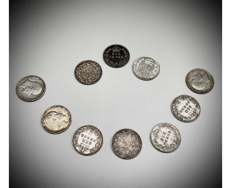 Great Britain Silver 6d King Edward VII 1902 - 1910 (x10). 1902, 1903, 1904, 1905, 1906, 1909 (x3), 1910 (x2). (Total 10 coin