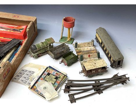 "O" Gauge and "OO" Gauge Model Railway. Two boxes containing a quantity of model railway items in mixed condition - lot inclu