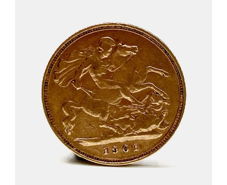 Great Britain Gold Half Sovereign 1901 Queen Victoria Veiled head Condition: please request a condition report if you require