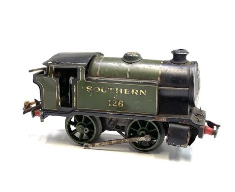 Horny Tinplate Clockwork Locomotive. An 0-4-0 Tank engine number E126 - needing some attention.

Condition: please request a 