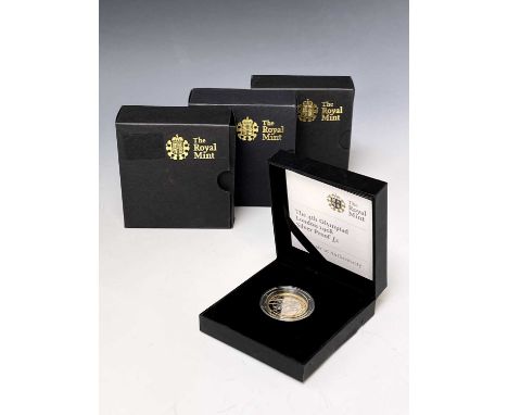 Great Britain Silver Proof £2 coins All with certificates in boxes of issue. 2010 Florence Nightingale, 2009 Robert Burns, 20