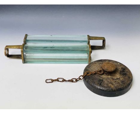 Railwayana - Steam engine relics. Comprising two brass and plate glass water tank gauge measures in very good condition and a