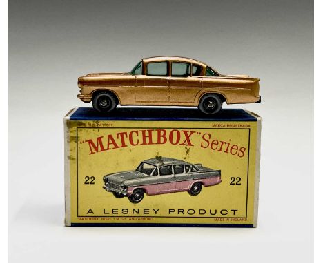 Lesney - Matchbox Toy no 22. Vauxhall Cresta, gold body S.P.W. mint boxed - box has some staining on corner - see photo.

Con